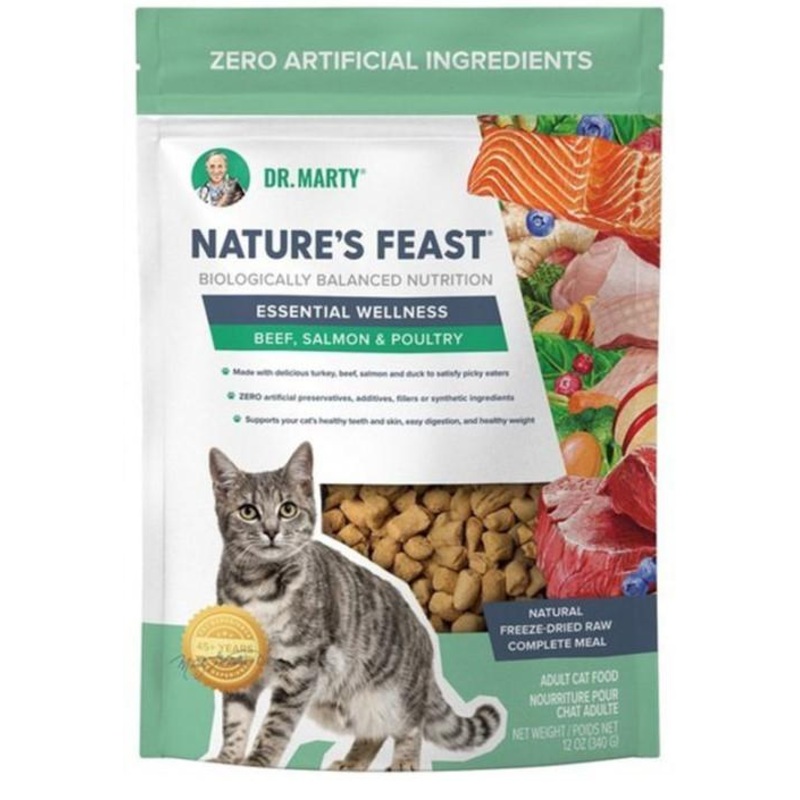Dr. Marty Freeze-Dried Nature’s Feast Beef, Salmon & Poultry Cat Food 5.5-oz. LOWEST PRICE (M-DRM3)