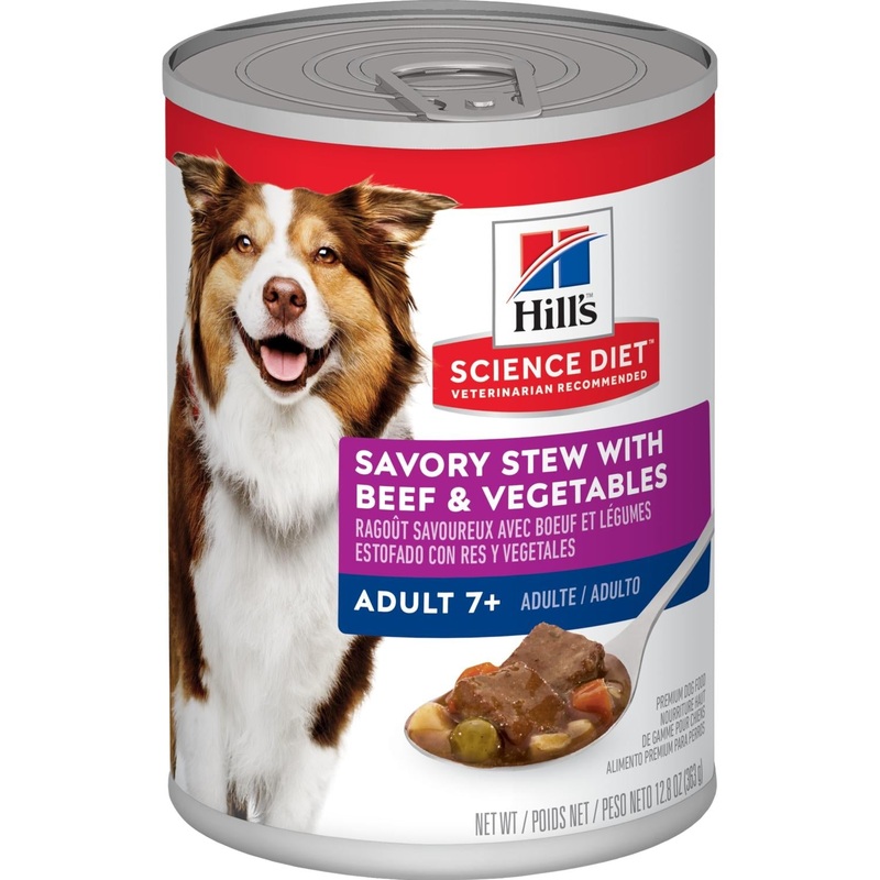 Hill’s Science Diet Adult 7+ Savory Stew with Beef & Vegetables Wet Dog Food 12.8 oz