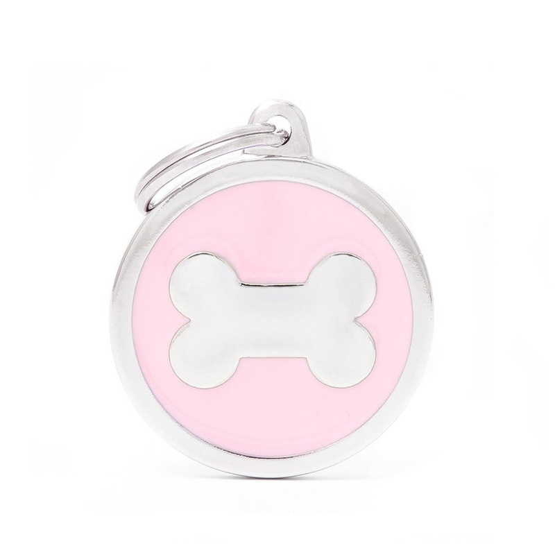 My Family ID Big Pink Circle Bone Tag