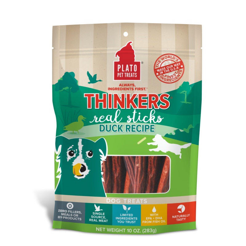 Plato Thinkers Duck Meat Stick Dog Treats 18-oz
