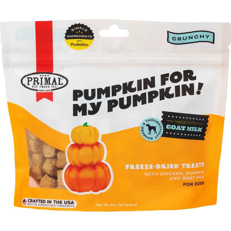 Primal Pet Foods Pumpkin For My Pumpkin Chicken, Pumpkin & Goat Milk Dog Treats 2 oz