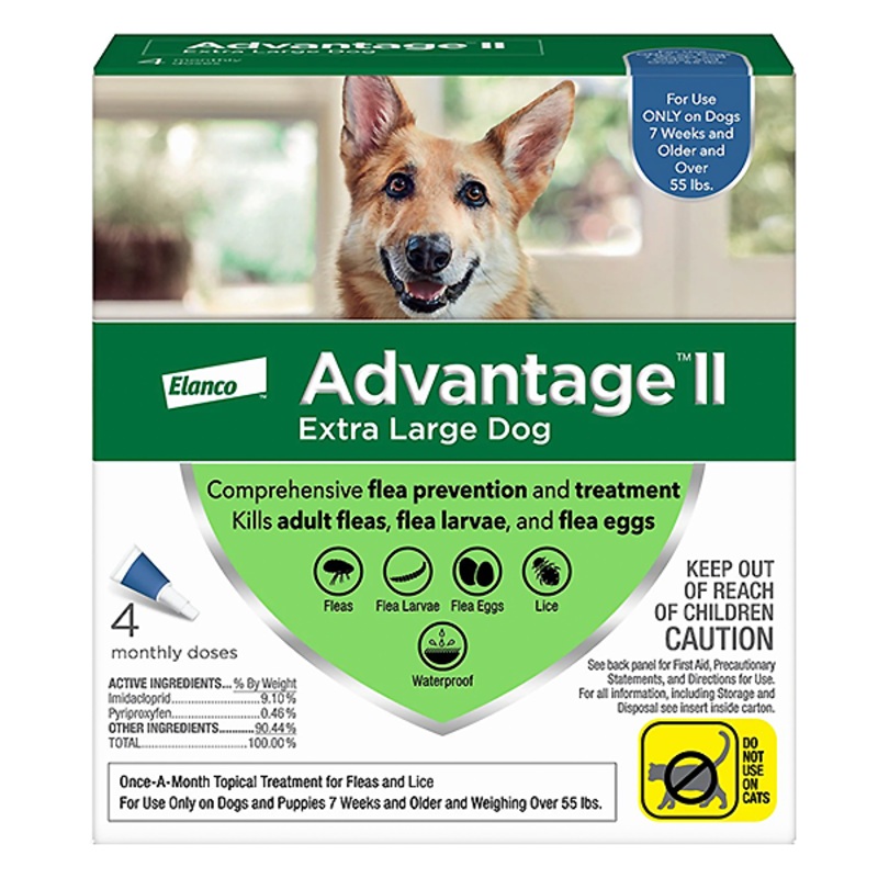 Advantage II Flea Treatment & Preventative Monthly Spot Treatment for Dogs Extra Large Dog (4 treatments)