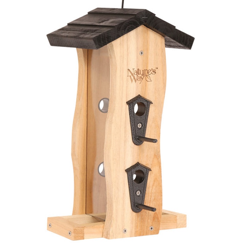 Cedar Vertical Wave Bird Feeder