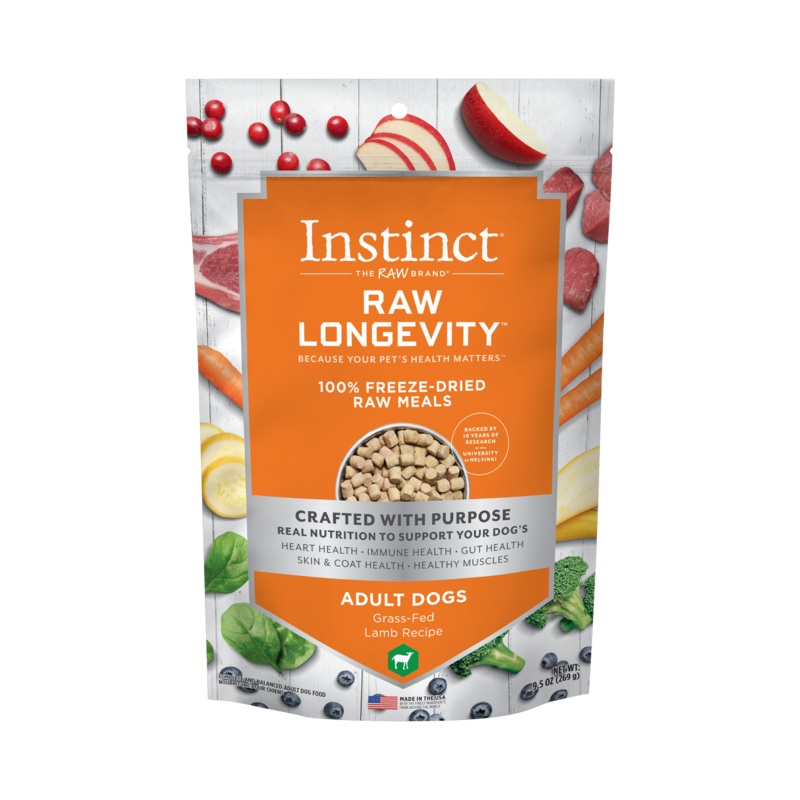 Instinct Raw Longevity Adult Freeze-Dried Lamb Bites Dog Food, 9.5 oz. Bag