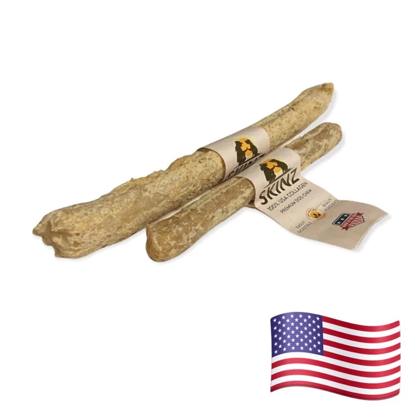Skinz Peanut Butter Flavored 100% Collagen Munchy Dog Chew 7-inch Stick