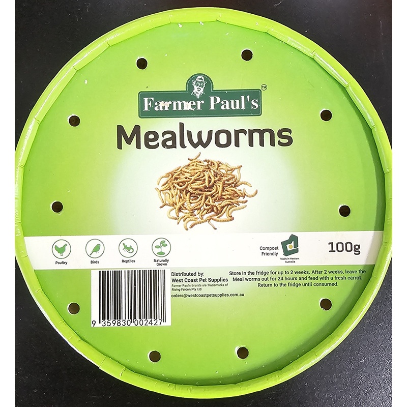 WEST COAST BUGS FARMER PAUL’S MEALWORMS 100G