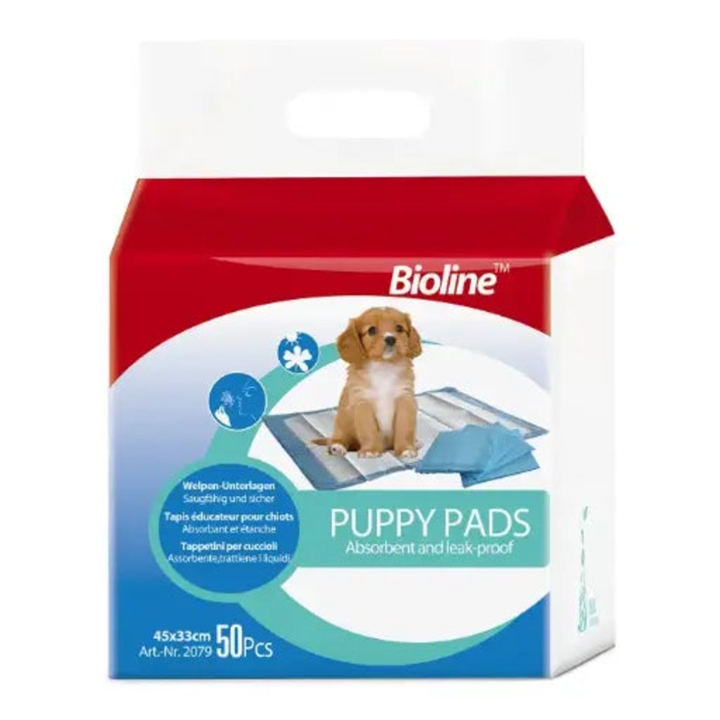 Bioline Puppy Pads 45 x 33cm – 50Pcs[Count – 50, Dimension – 45 x 33cm]