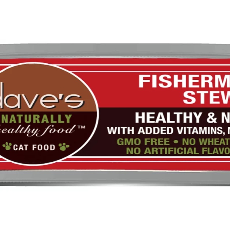 Daves Naturally Healthy Grain Free Cat Food Shredded Fisherman Stew 5.5 oz Single Can
