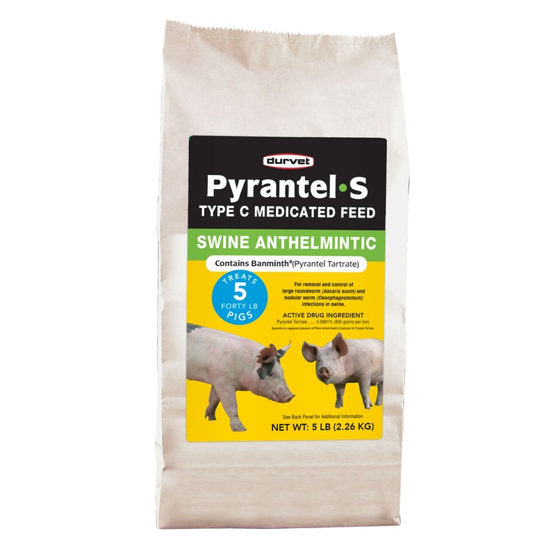 Durvet Pyrantel-S Type C Medicated Feed Swine Anthelmintic 5 Lbs
