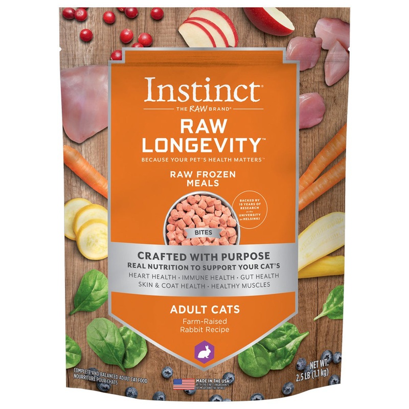 Instinct Raw Longevity Bites Frozen Raw Cat Food – Farm-Raised Rabbit – 2.5lb Bag