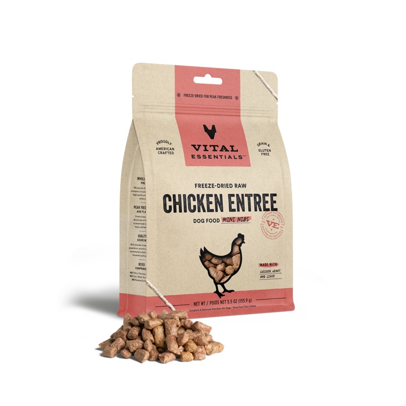 Vital Essentials Freeze-Dried Raw Chicken Entre Mini Nibs Dog Food 1 lb