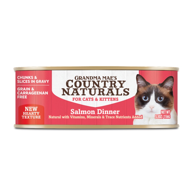 Grandma Mae’s Country Naturals GF Salmon Slices in Gravy Canned Wet Food For Cats 5.5oz/24