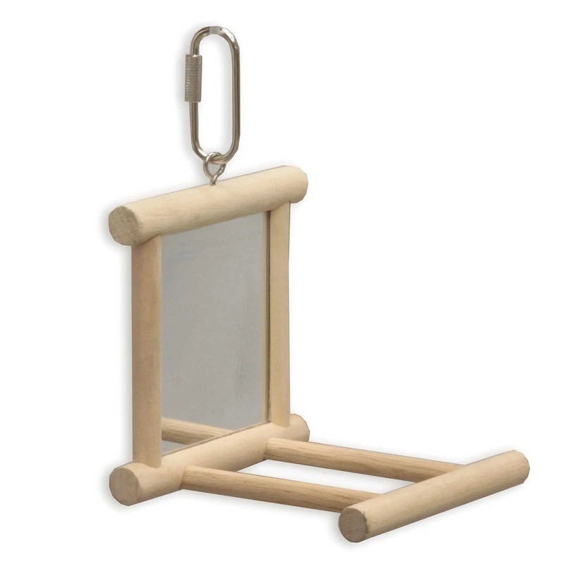 Kazoo Bird Toy Wooden Mirror Perch Medium