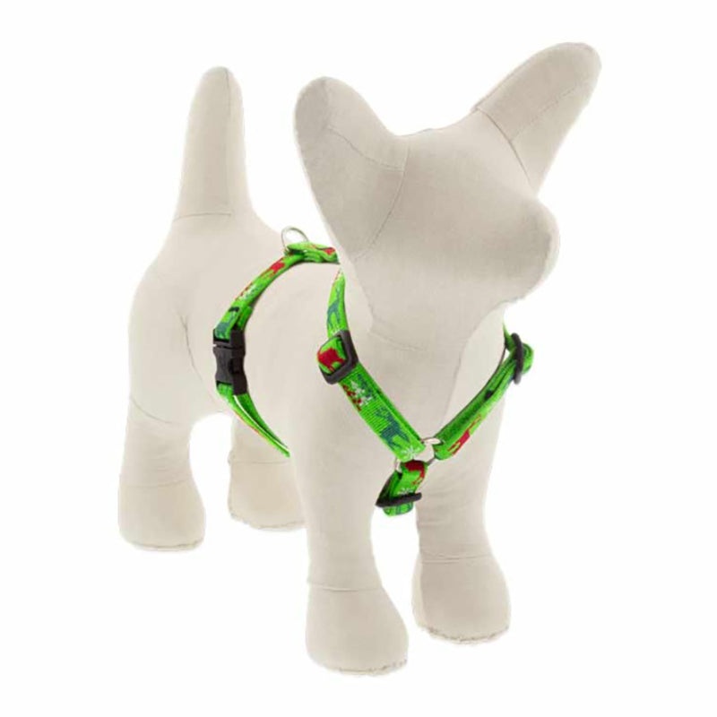 Lupine Holiday Designs Roman 1/2″ Wide 9″-14″ Girth Size Happy Holidays Green Dog Harness