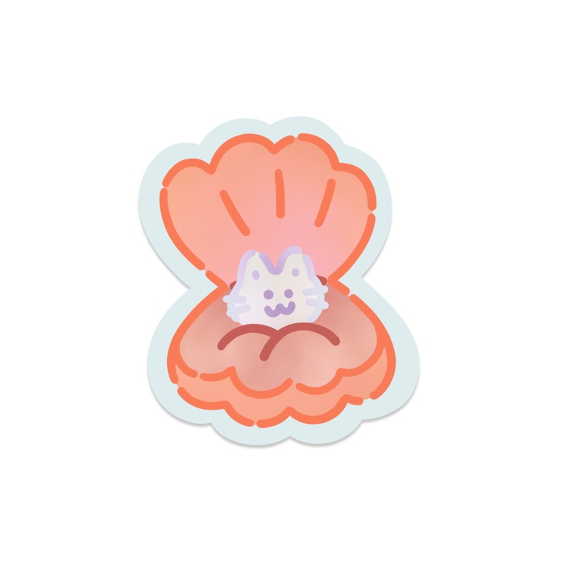 Oyster Pearl Cat Vinyl Sticker