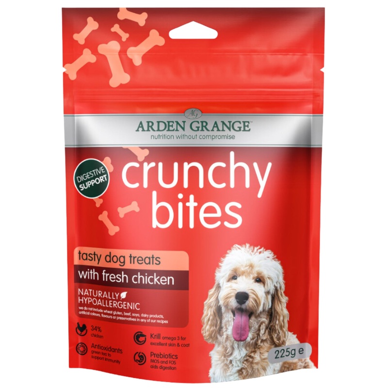 Arden Grange Chicken Crunchy Bites 225g  Tasty & Healthy Dog Treats
