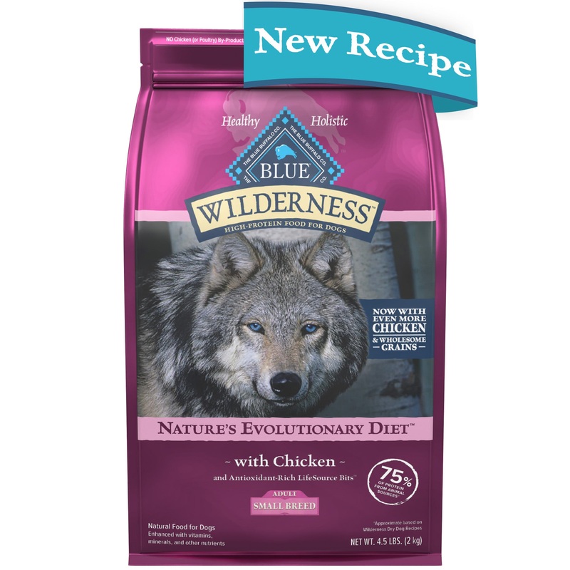 Blue Buffalo Wilderness High Protein Natural Small Breed Adult Dry Dog Food plus Wholesome Grains, Chicken 4.5 lb. bag 4.5 lb.