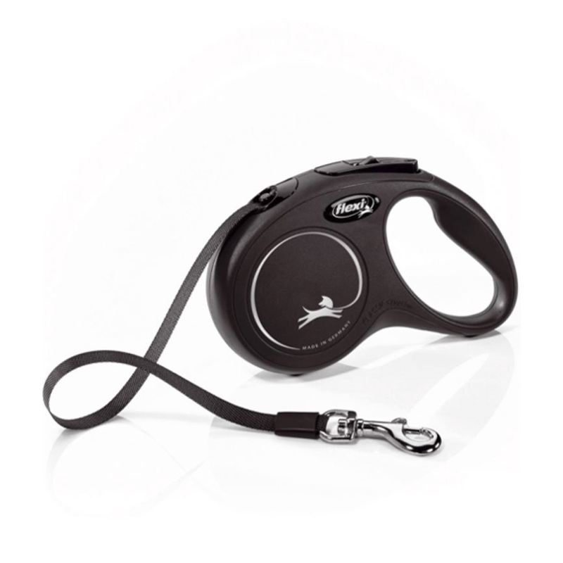 Flexi Classic Tape Dog Lead Retractable Leash 5m Black Medium