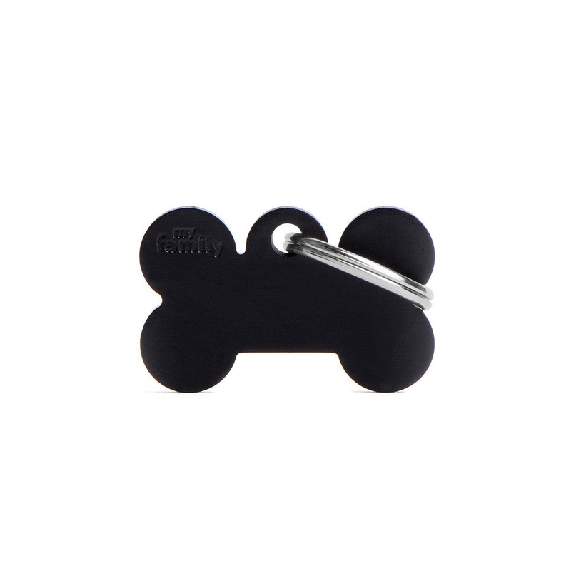 MyFamily ID Tag Basic Collection Small Bone Black in Aluminum Small Black