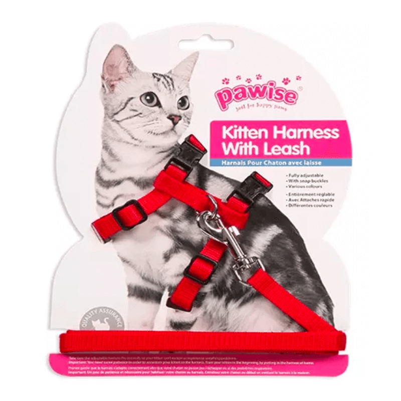 Pawise – Kitten Harness with Leash ( S – L ) Red Small