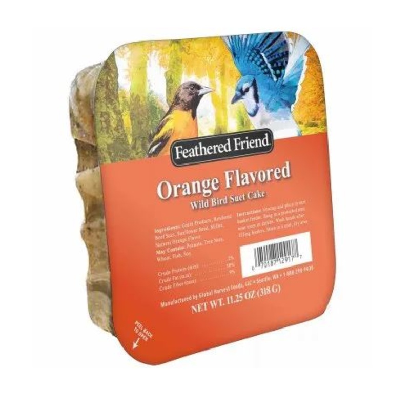 Feathered Friend Orange Flavored Suet Wild Bird Food 11.25 oz