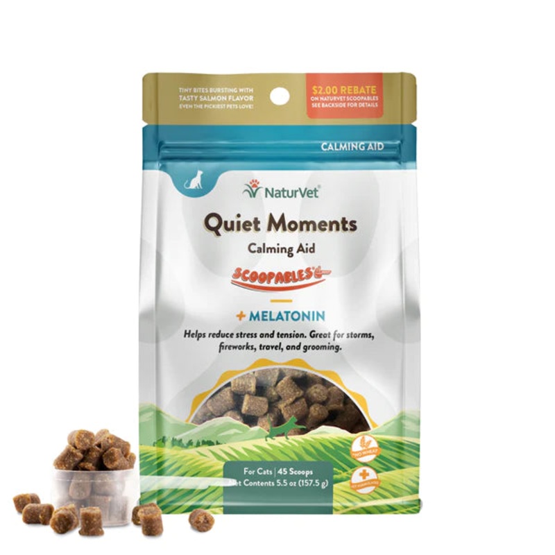 NaturVet Quiet Moments Calming Aid Scoopables +Melatonin for Cats 5.5oz