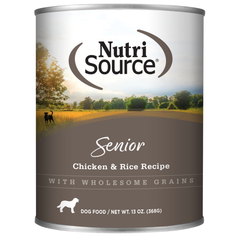 NutriSource Senior Chicken And Rice Canned Dog Food 12.3- Oz Cans, Case of 12