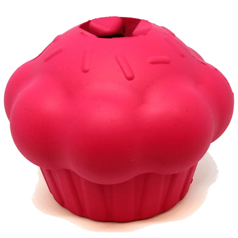 SodaPup Durable Rubber Cupcake Chew Toy & Treat Dispenser Pink Large