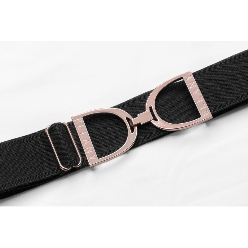 Ellany Black – 1.5″ Rose Gold Stirrup Elastic Belt