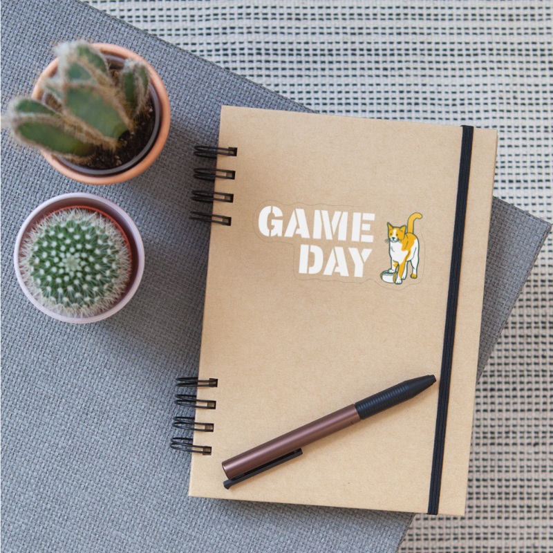 Game Day Cat Sticker 4 x 4″