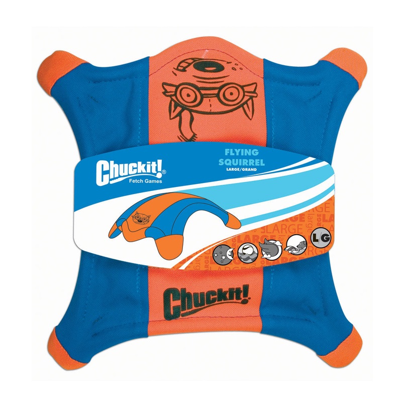 Chuckit! Flying Squirrel Dog Toys Orange/Blue Color Large