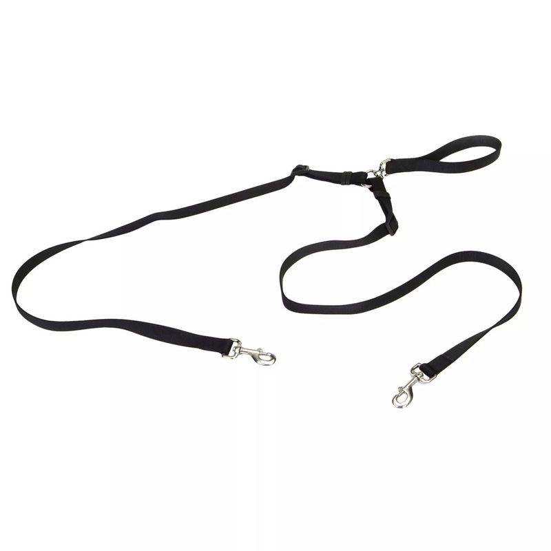 Coatal Dog Walker 4ft Long 5/8in Adjustable Coupler Leash Black