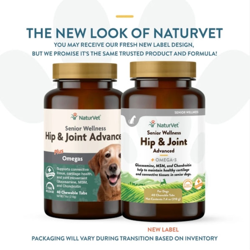 NaturVet Senior Wellness Hip & Joint Advanced Chewable Tablets 40 chew tabs