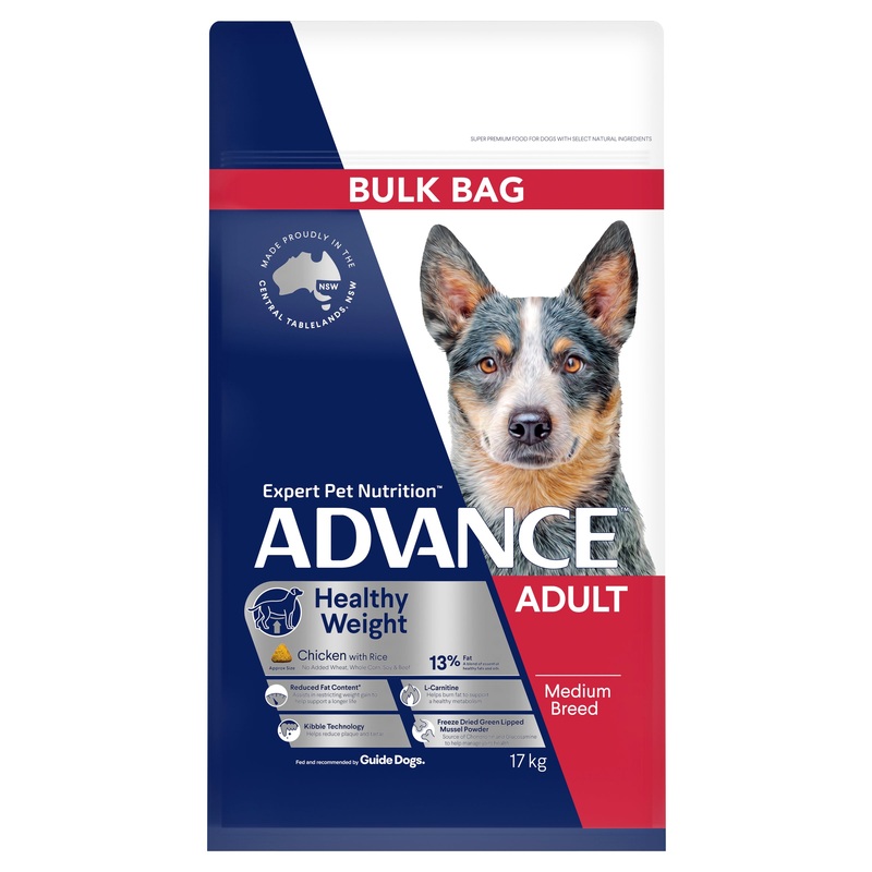 ADVANCE – Healthy Weight Adult Medium Breed Chicken with Rice Dog Dry Food (17kg) 17kg