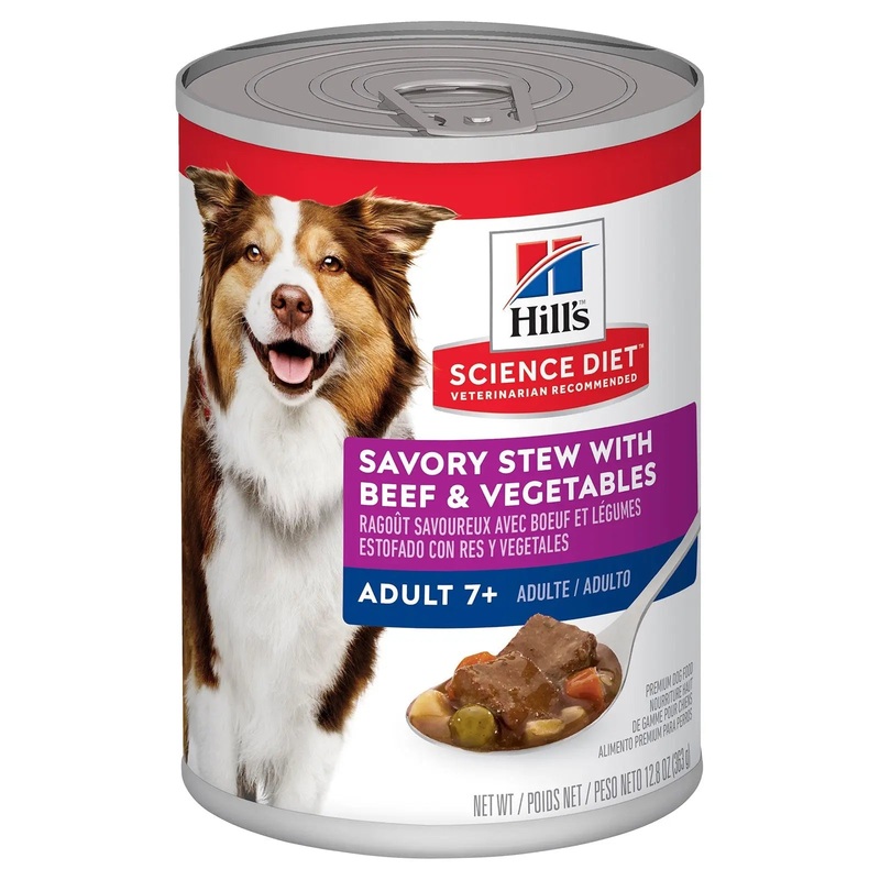Hill’s Science Diet Dog Food Can Adult 7+ Savoury Stew Beef & Vegetables 363g x 12