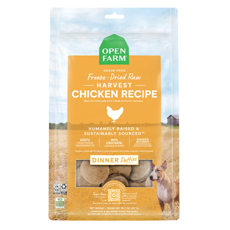Open Farm Harvest Chicken Freeze Dried Raw Patties for Dogs 17.5 oz