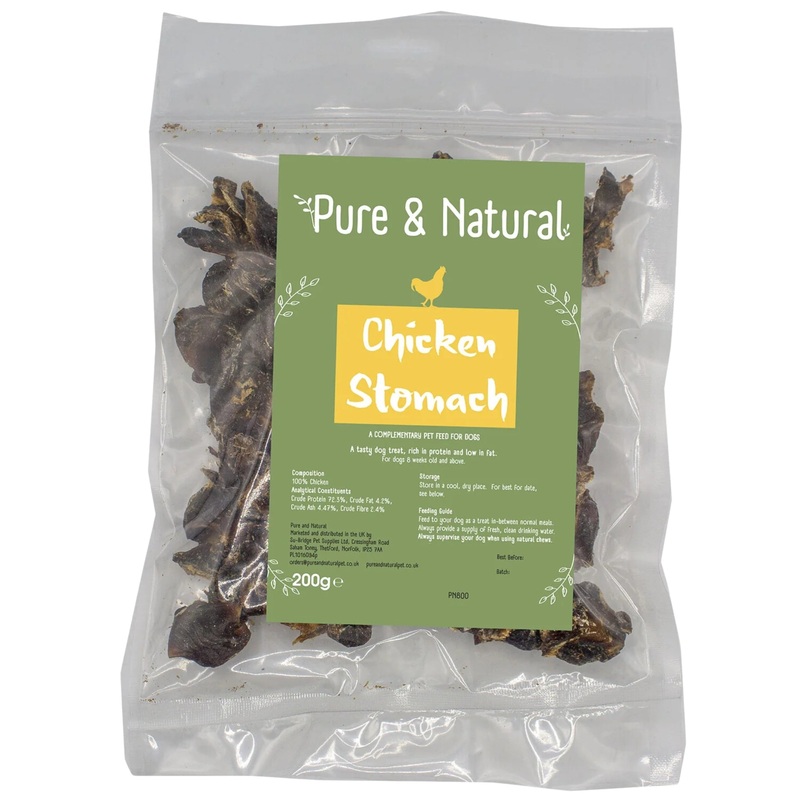 Pure & Natural Chicken Stomach  High-Protein Natural Treat for Dogs 200g