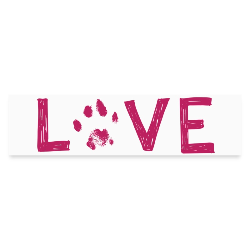Love Pawprint Bumper Sticker 11.5 x 3″