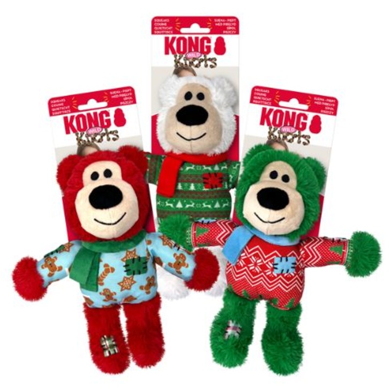 KONG Christmas Holiday Wild Knots Bear Dog Toy Medium/Large