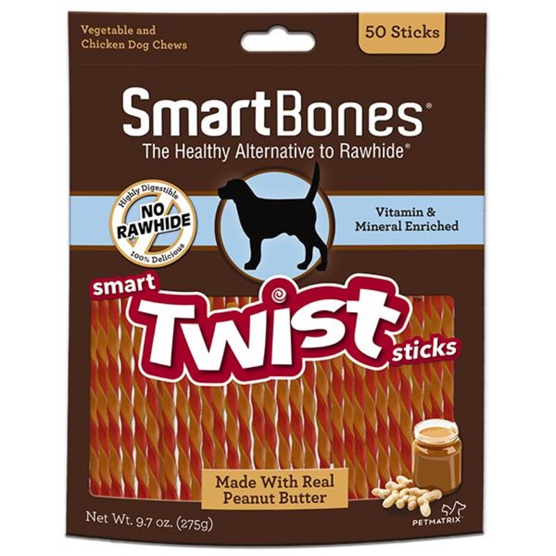 SmartBones Peanut Butter Smart Twist Sticks – 50 Pack