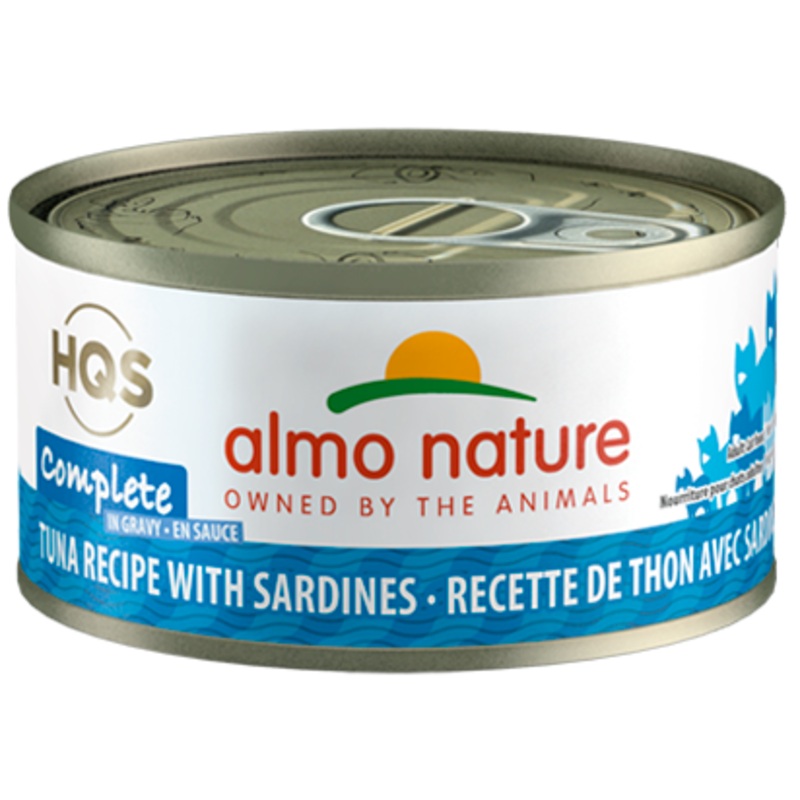 Almo Nature HQS Complete Tuna Recipe With Sardine In Gravy Canned Cat Food: 2.47- Oz Cans, Case of 24