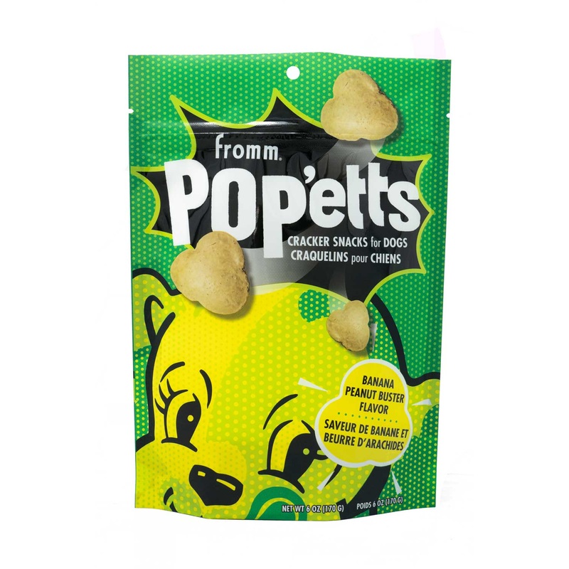 Fromm Pop’etts Banana Peanut Buster Flavor Cracker Snacks Dog Treats 6 oz.