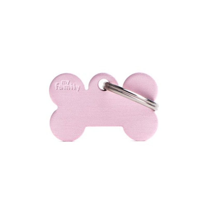 MyFamily ID Tag Basic Collection Small Bone Pink in Aluminum Small Pink