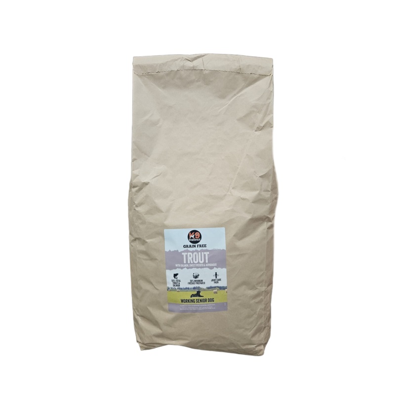 Senior Trout with Salmon, Sweet Potato & Asparagus 15kg – Grain Free