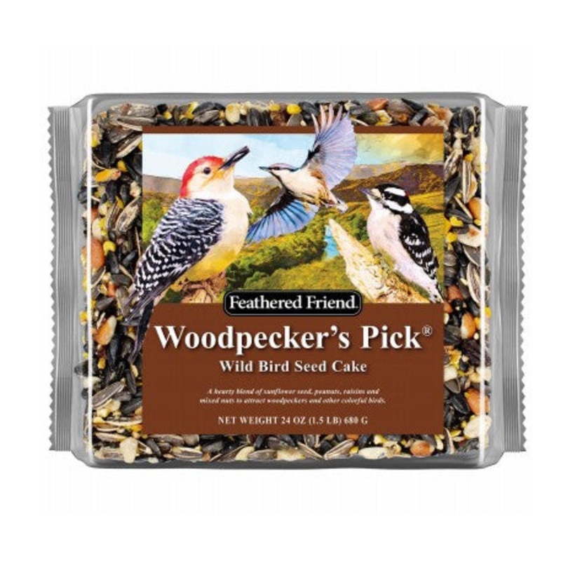 Global Harvest Foods Feathered Friend Woodpecker Seed Cake Wild Bird Food 24 oz