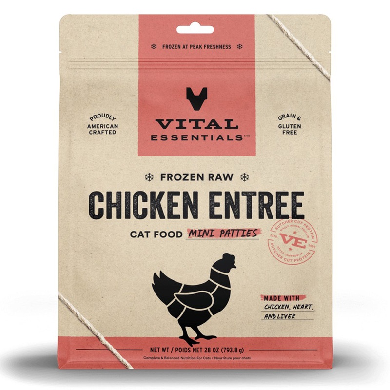Vital Essentials Frozen Raw Chicken Entree Mini Patties Cat Food 28oz