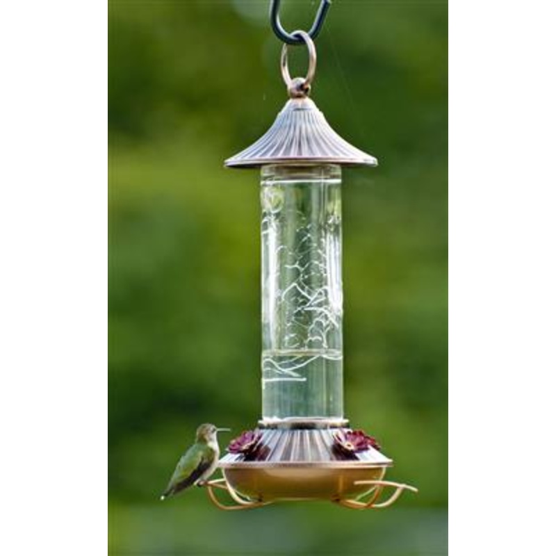 Embossed Glass Hummingbird Feeder
