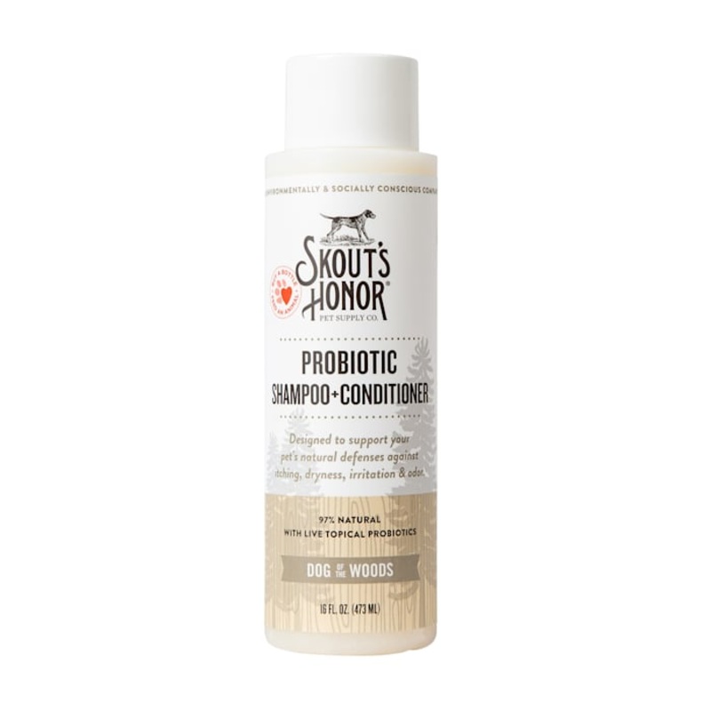 skout s honor probiotic pet shampoo + conditioner (dog of the woods – sandalwood & vanilla) for a healthier skin and coat